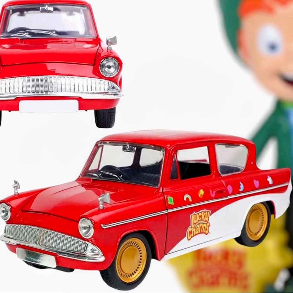 Lucky Charms Leprechaun & 1959 Ford Anglia Diecast Jada 1:24 Car w/ Figure